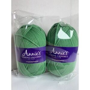 Annies Caring Crochet Kit Club Green Yarn Bulky Cotton Nylon Blend 2 Skeins